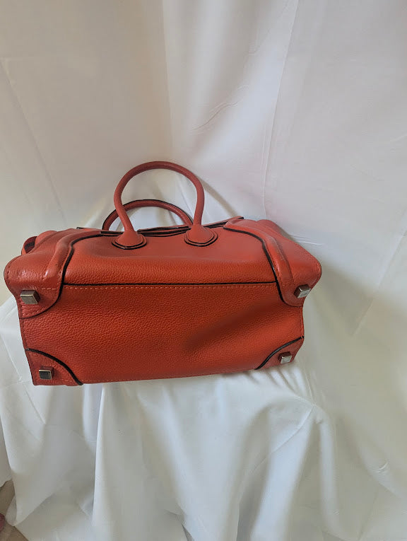 Celine Logo Micro Luggage Red Handbag