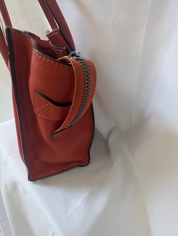 Celine Logo Micro Luggage Red Handbag