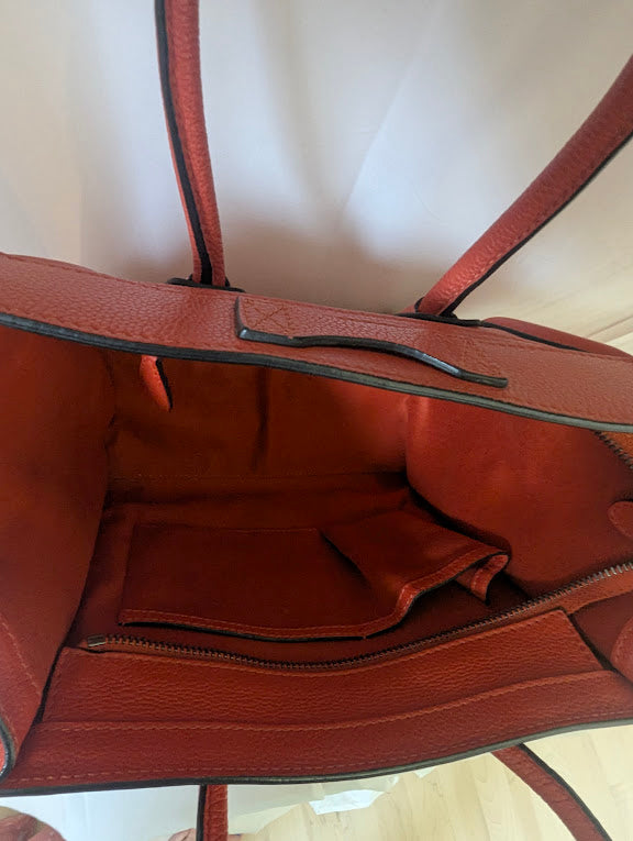 Celine Logo Micro Luggage Red Handbag