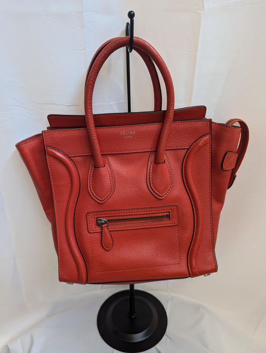 Celine Logo Micro Luggage Red Shoulder Bag