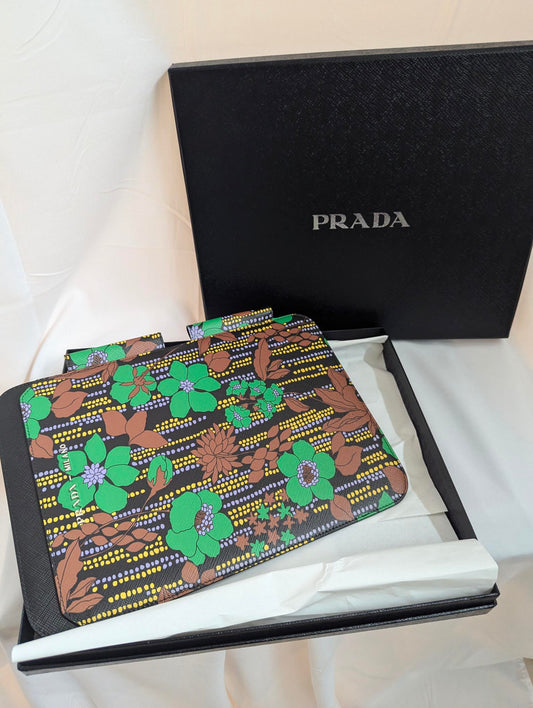 Prada Green Floral IPad Case New in Box