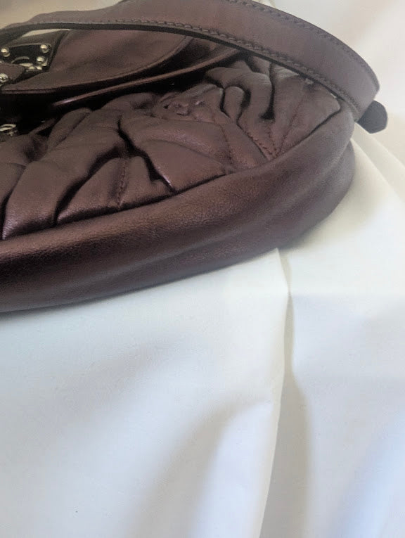 Miu Miu Purple Ruched Leather Handbag