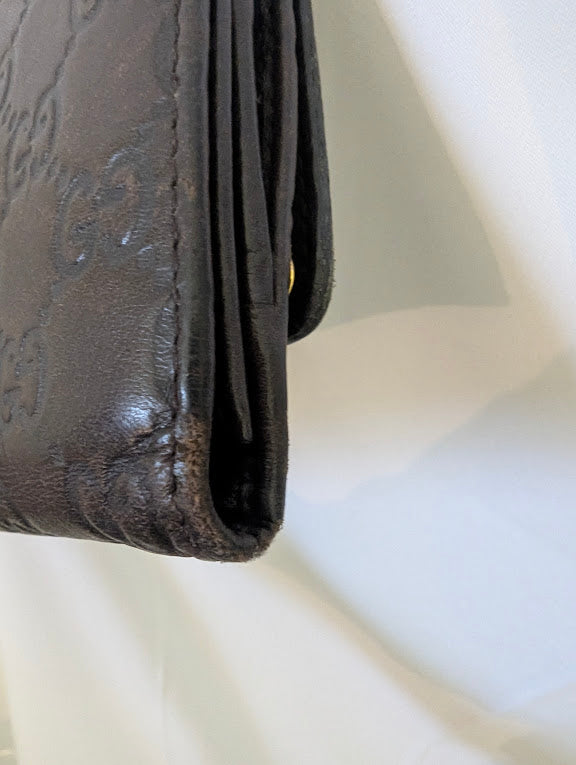 Gucci Dark Brown GG with Gold Metal Heart Wallet in Box