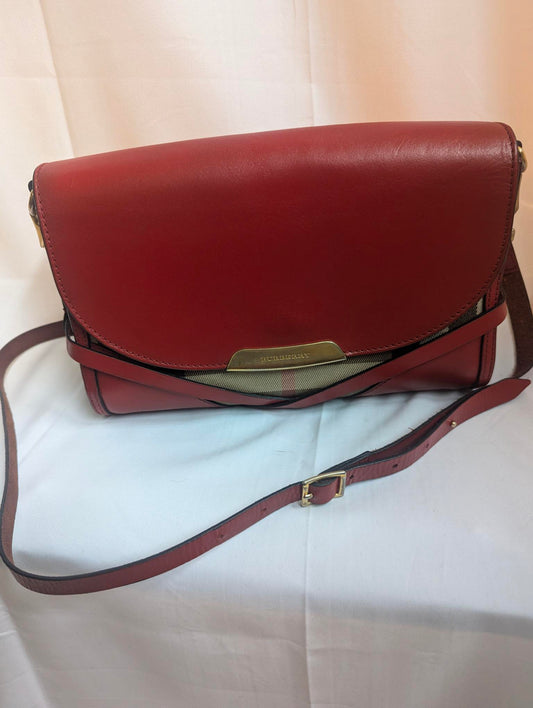 Burberry Canterbury Red Calfskin House Check Crossbody