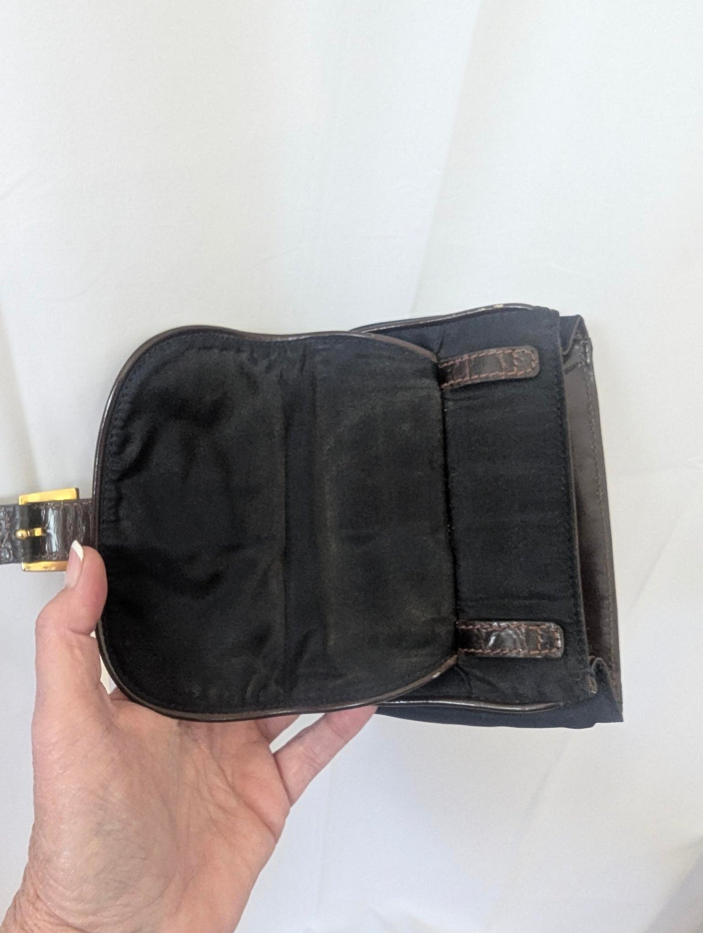 Prada Black Nylon Belt Pouch with Brown Leather