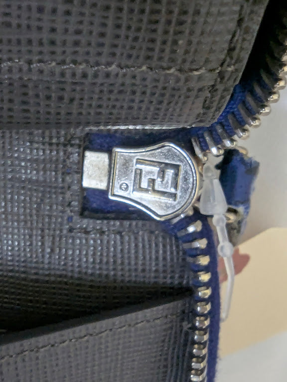 Fendi Navy Leather Monster Eyes Continental Zippy Wallet