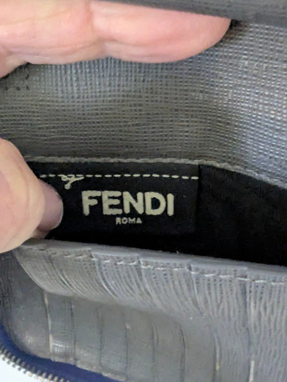 Fendi Navy Leather Monster Eyes Continental Zippy Wallet