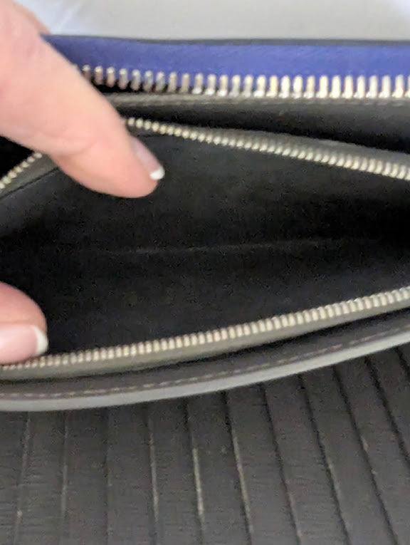 Fendi Navy Leather Monster Eyes Continental Zippy Wallet