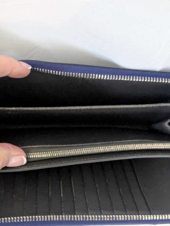 Fendi Navy Leather Monster Eyes Continental Zippy Wallet