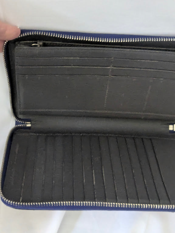 Fendi Navy Leather Monster Eyes Continental Zippy Wallet
