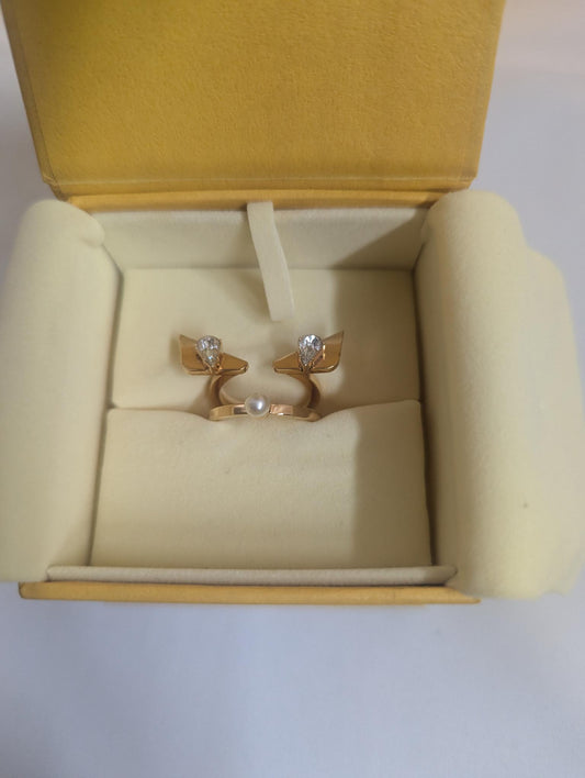 Fendi Monster Eyes Gold Ring Size 5.5