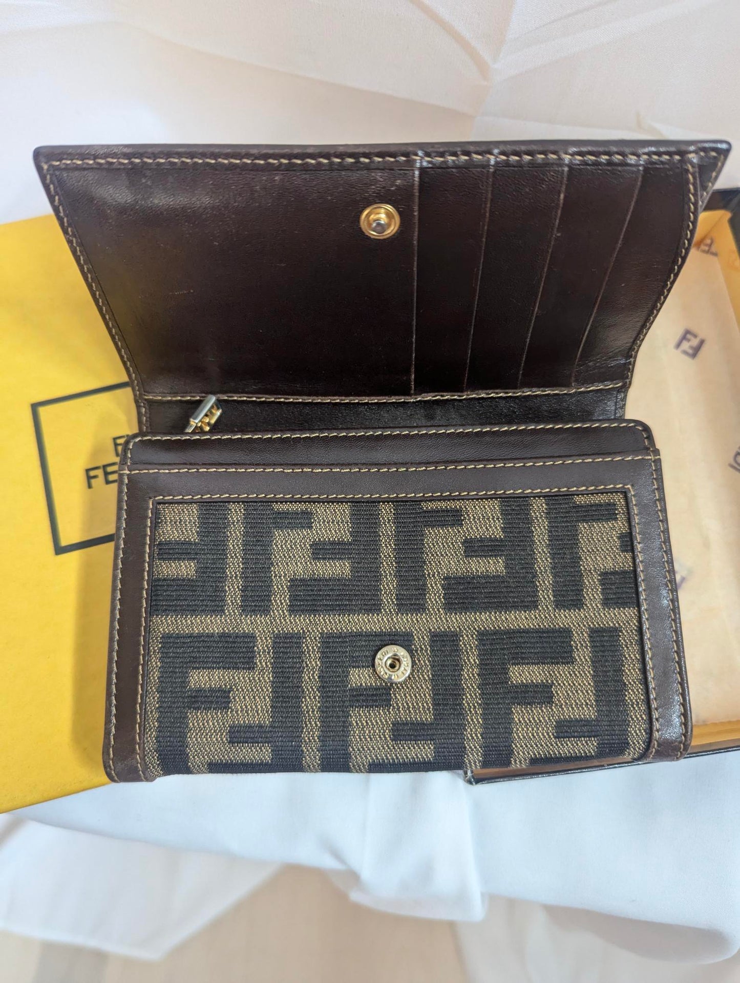 Fendi Brown Zucca Wallet in Box