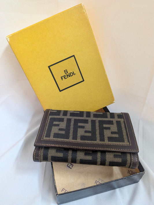 Fendi Brown Zucca Wallet in Box