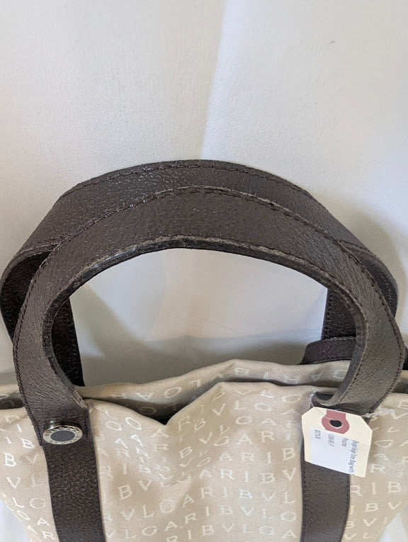 Bvlgari Beige Canvas Tote Bag with Two Pouches