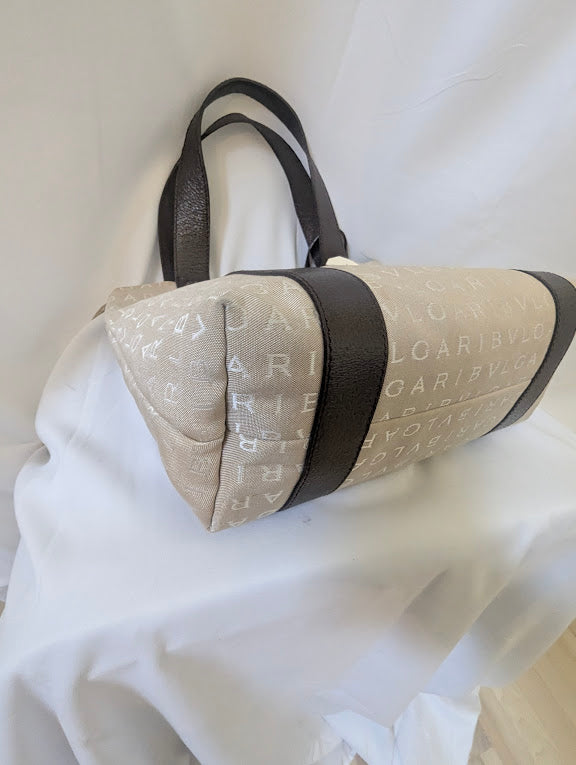 Bvlgari Beige Canvas Tote Bag with Two Pouches