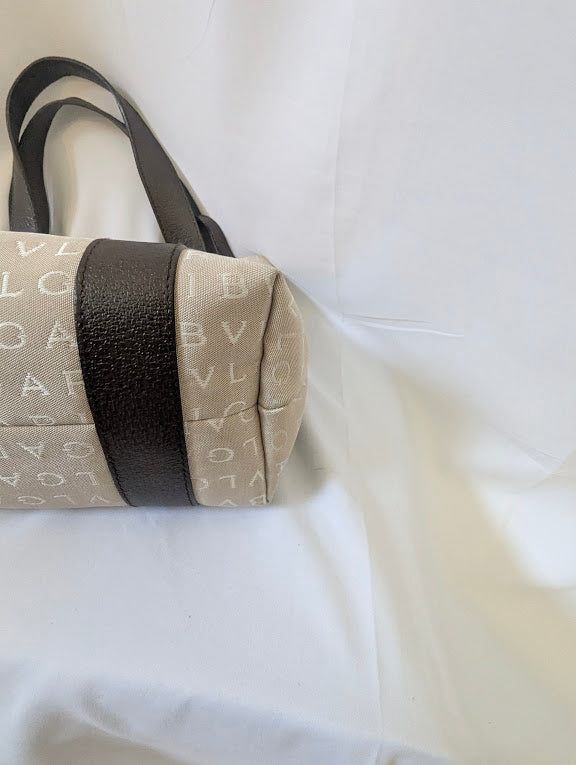Bvlgari Beige Canvas Tote Bag with Two Pouches