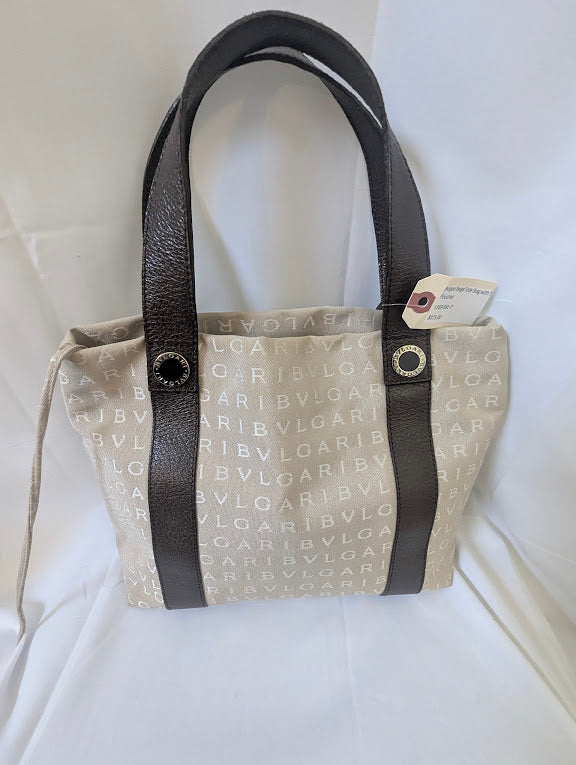 Bvlgari Beige Canvas Tote Bag with Two Pouches