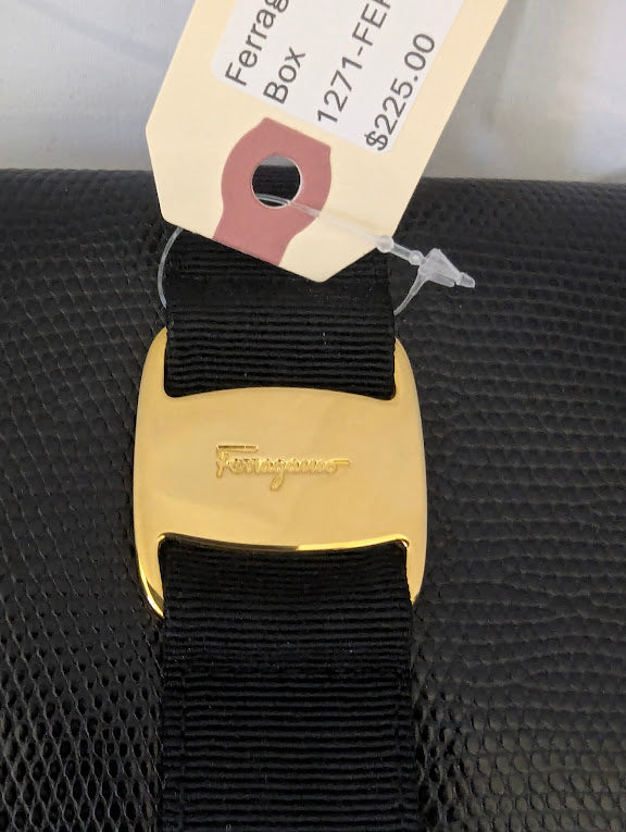 Ferragamo Black Long Wallet in Box