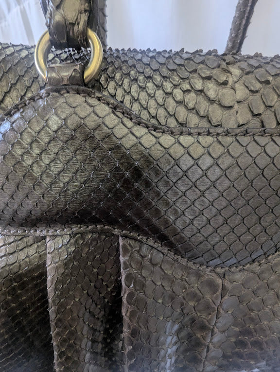 Ferragamo Bronzo Python Handbag