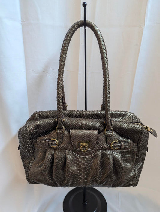 Ferragamo Bronzo Python Handbag