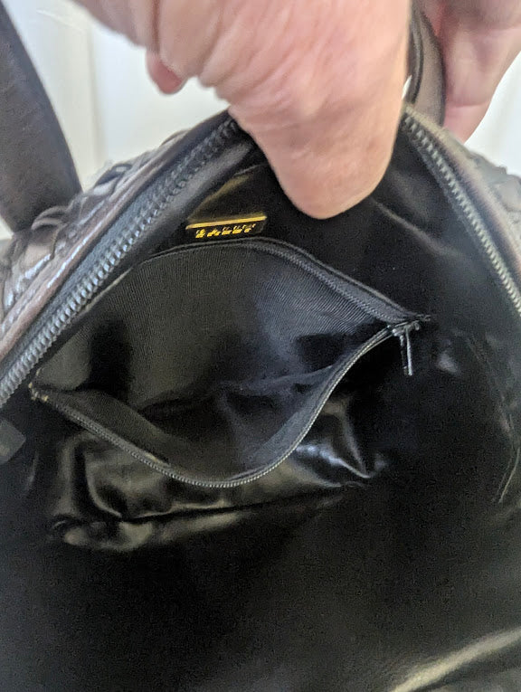 Bally Dark Brown Quilted Leather Handbag with Tassel