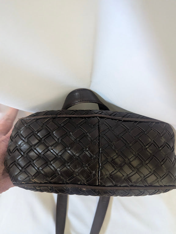 Bally Dark Brown Quilted Leather Handbag with Tassel