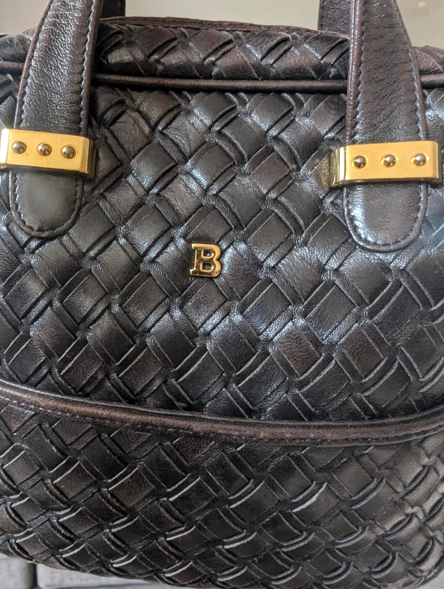 Bally Dark Brown Quilted Leather Handbag with Tassel