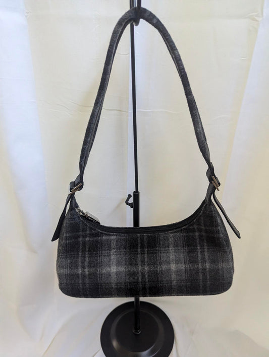 Ferragamo Black Gray Plaid Handbag