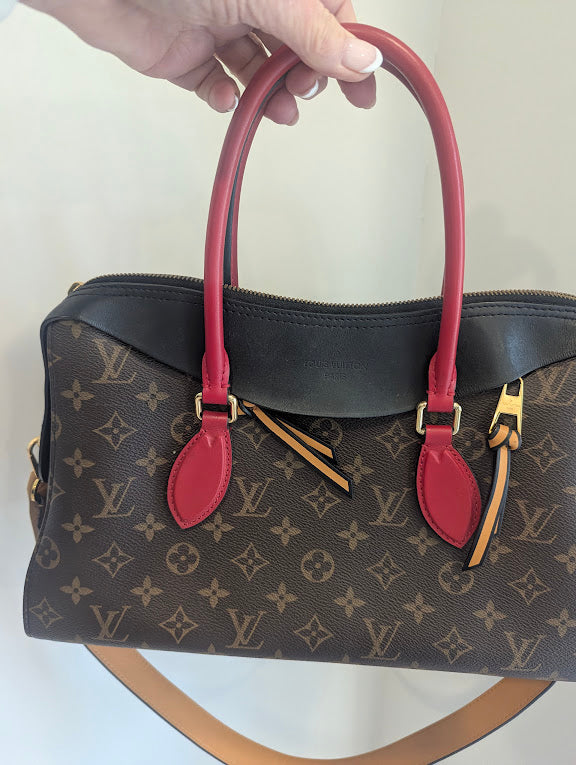 Louis Vuitton Tuileries Monogram Canvas with Red, Black, Tan Accents Handbag - Shoulder Bag