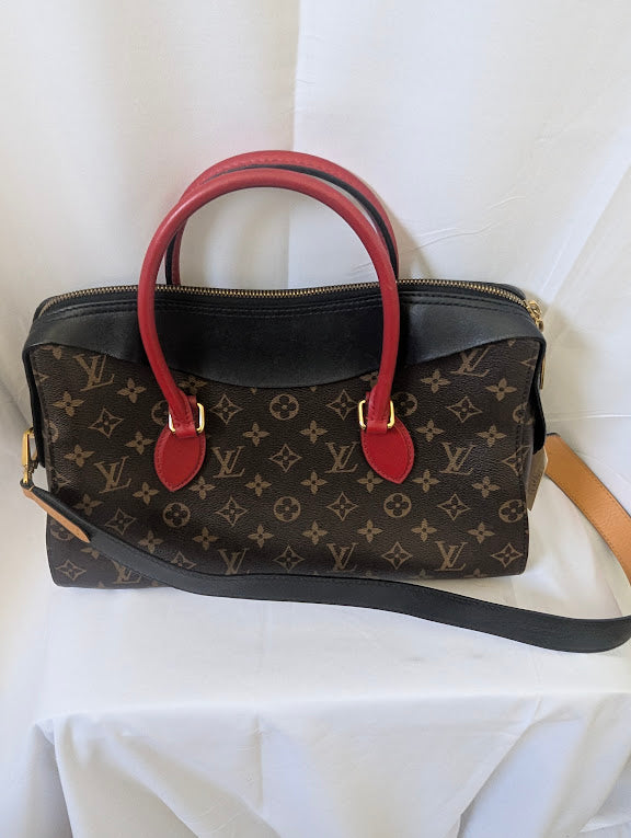 Louis Vuitton Tuileries Monogram Canvas with Red, Black, Tan Accents Handbag - Shoulder Bag