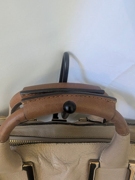 Chloe Beige Leather Two - Way with Gold Hardware Accents