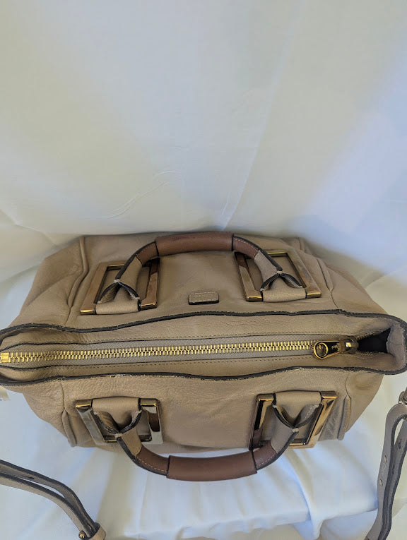 Chloe Beige Leather Two - Way with Gold Hardware Accents