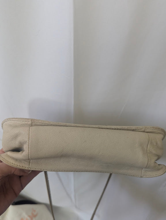 Chloe SeeBy Beige Leather Gold Chain Shoulder Bag