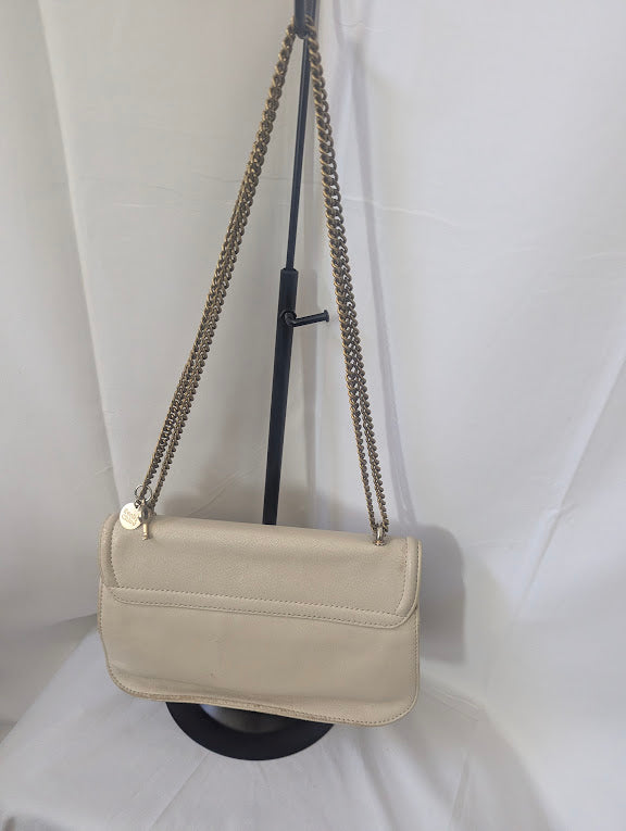 Chloe SeeBy Beige Leather Gold Chain Shoulder Bag