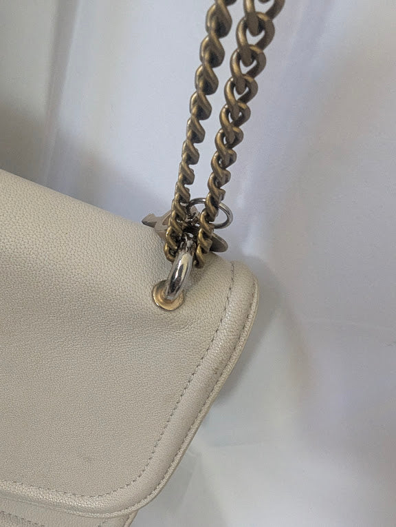 Chloe SeeBy Beige Leather Gold Chain Shoulder Bag