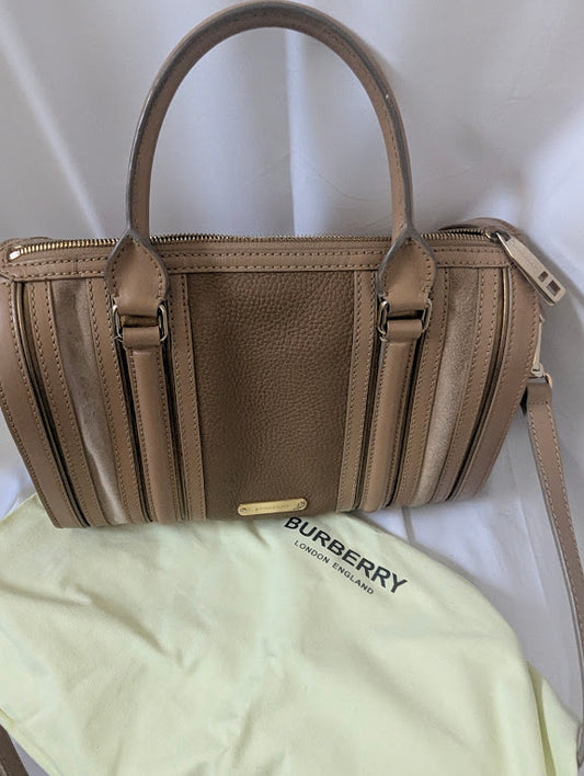 Burberry Brown Metallic Calfskin with Crossbody Strap