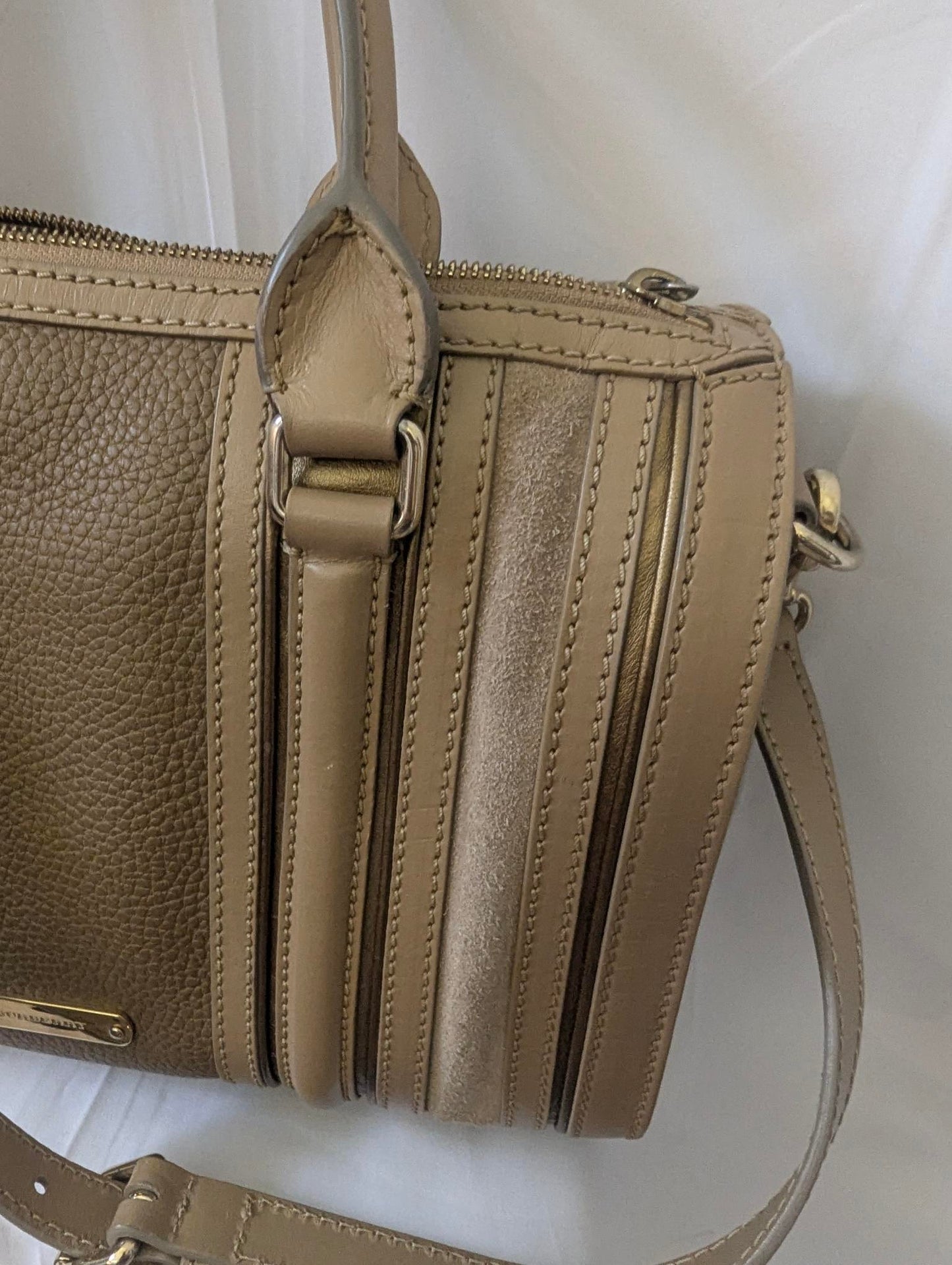 Burberry Brown Metallic Calfskin with Crossbody Strap