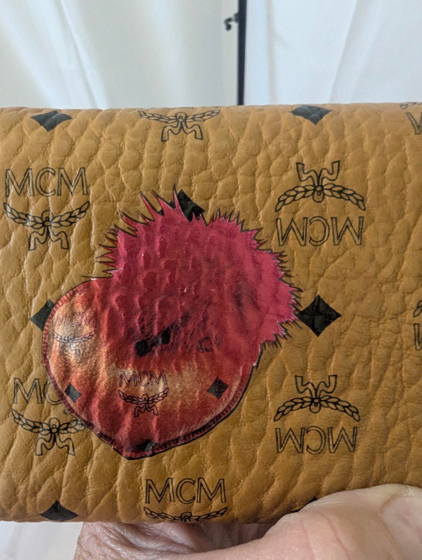 MCM Brown Coated Canvas Wallet New Year Rooster