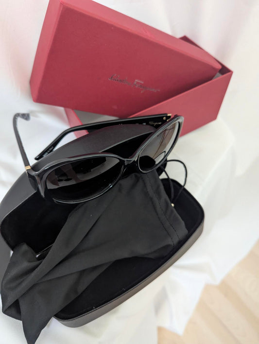 Ferragamo Black Sunglasses with Box and Case