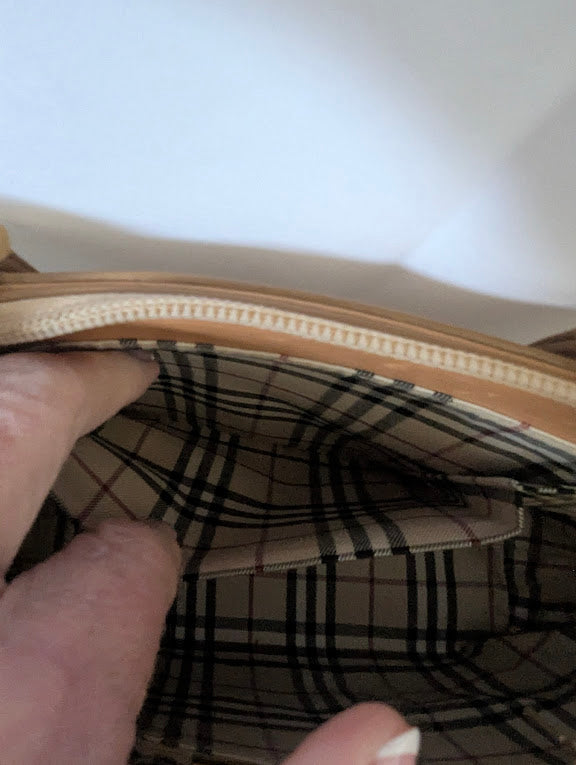 Burberry Tan and Cream Leather Handbag Tote