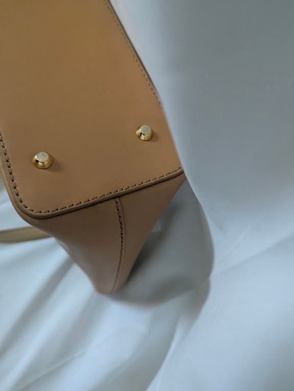 Burberry Tan and Cream Leather Handbag Tote
