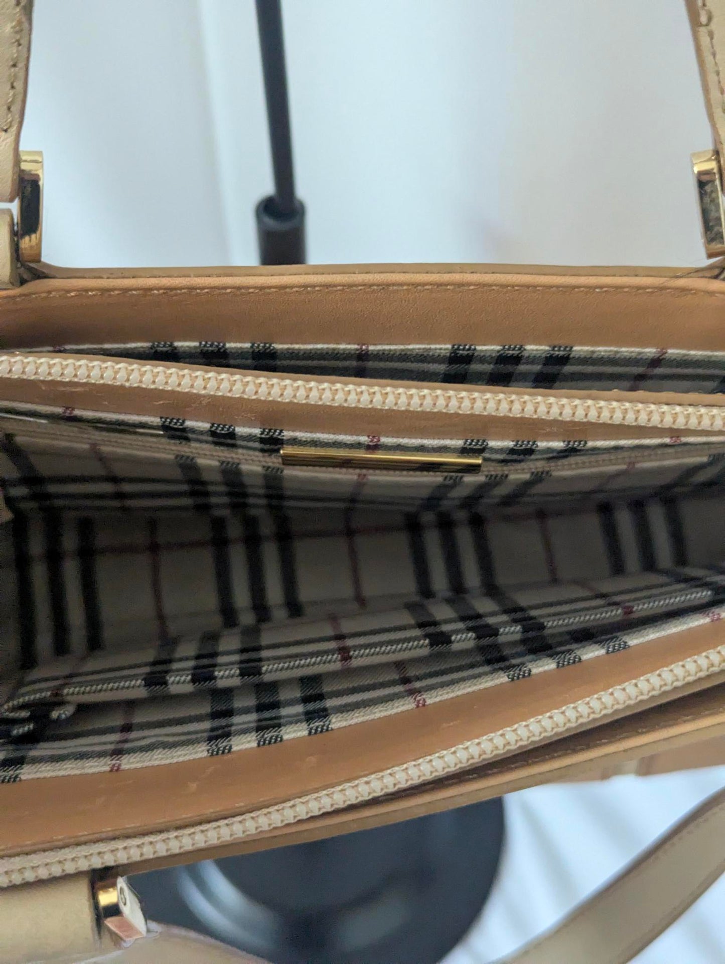 Burberry Tan and Cream Leather Tote