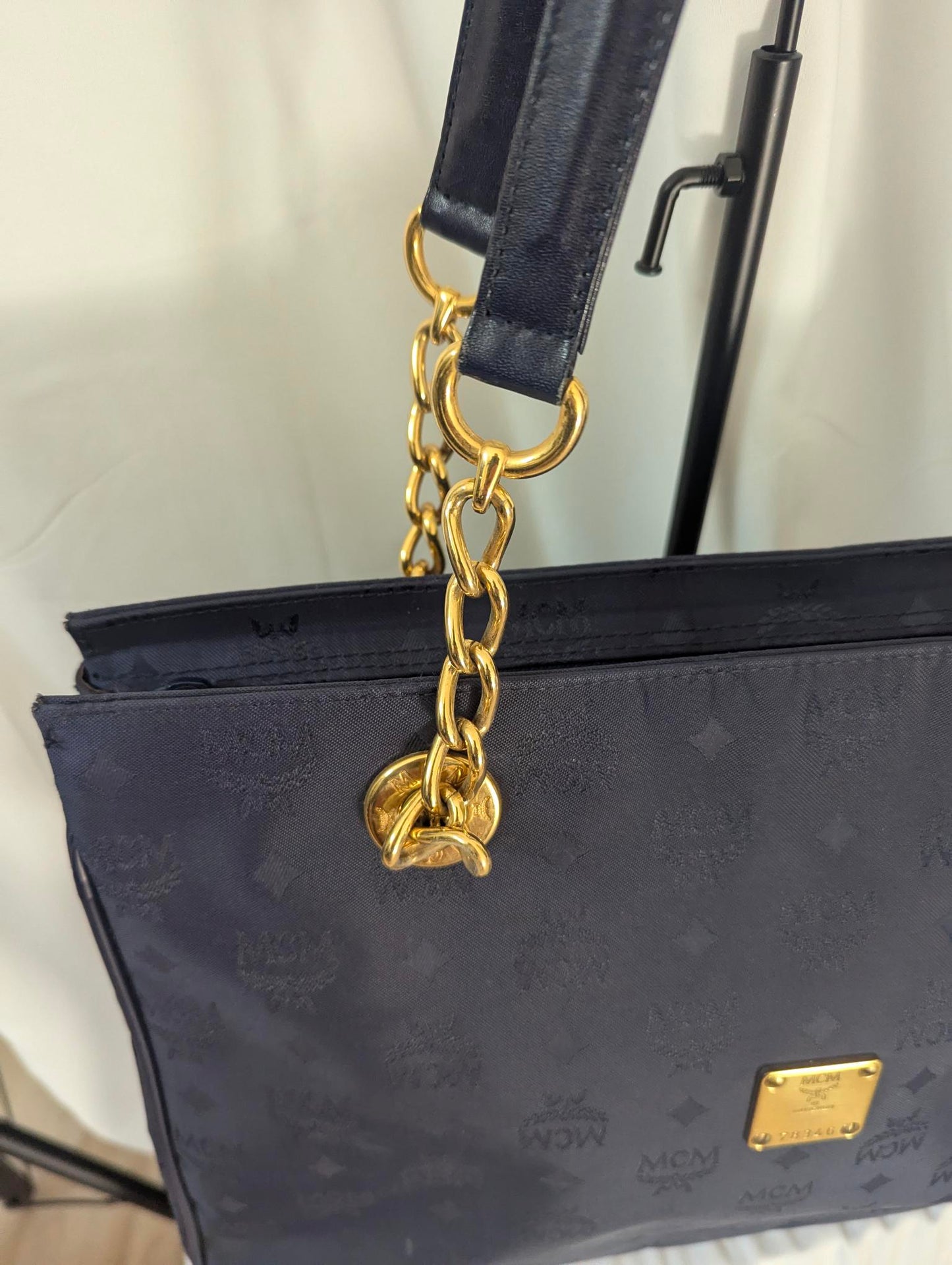 MCM Navy Visetos Nylon Tote