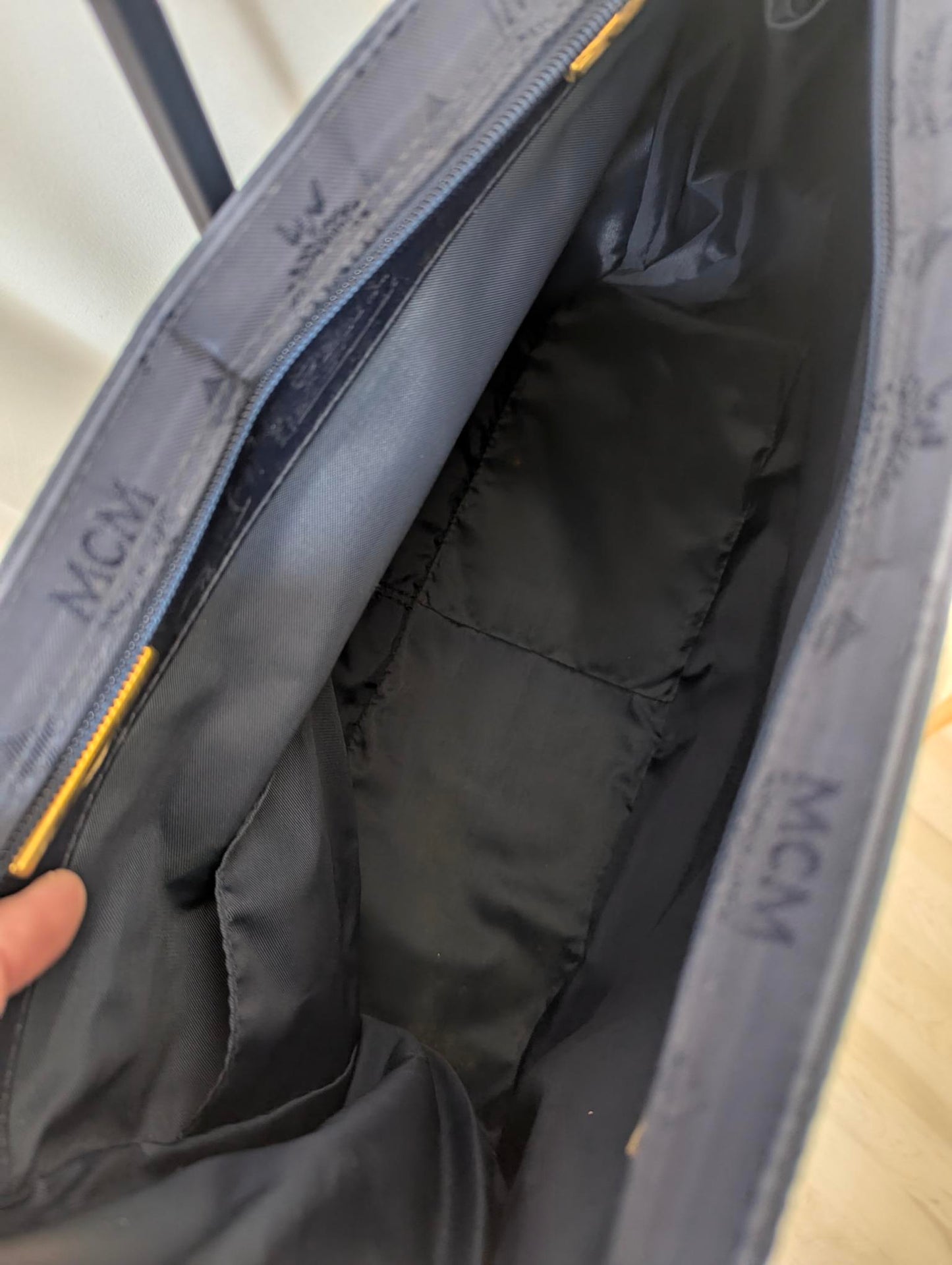 MCM Navy Visetos Nylon Tote