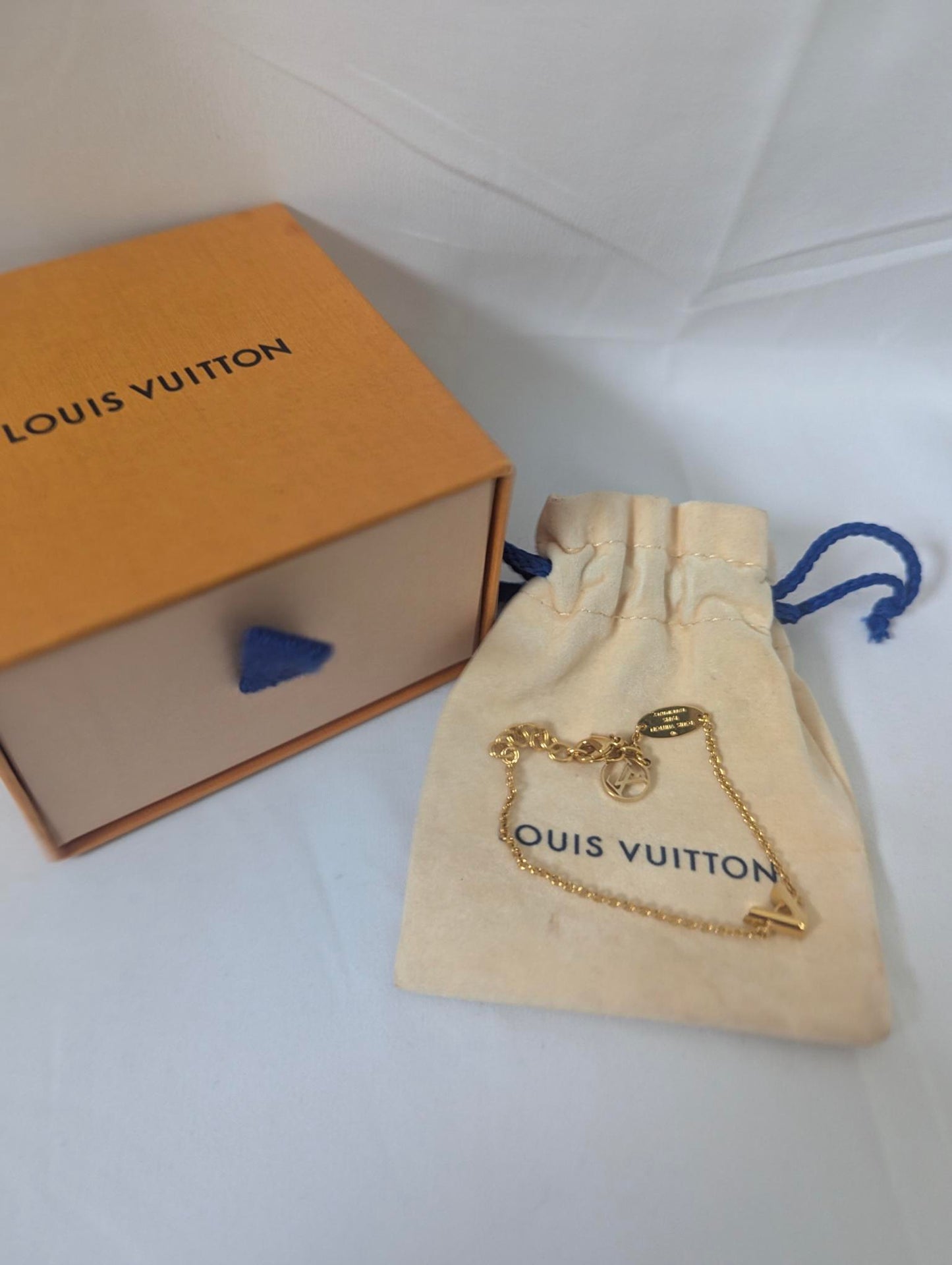 Louis Vuitton V Gold Bracelet with Box and Dustbag