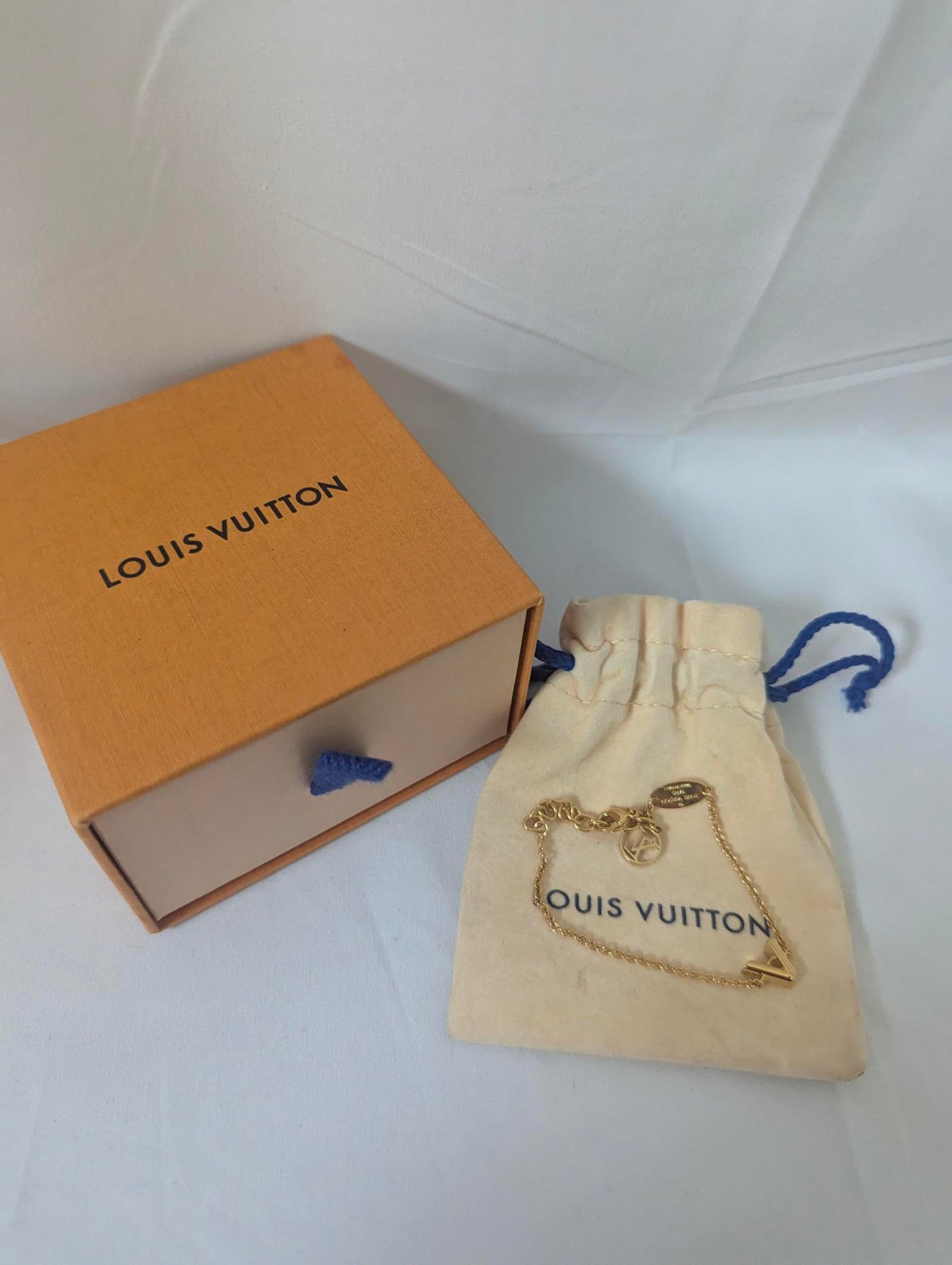 Louis Vuitton V Gold Bracelet with Box and Dustbag