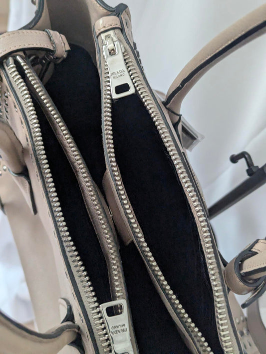 Prada Glace Calf Leather Twin Pocket Handle Bag