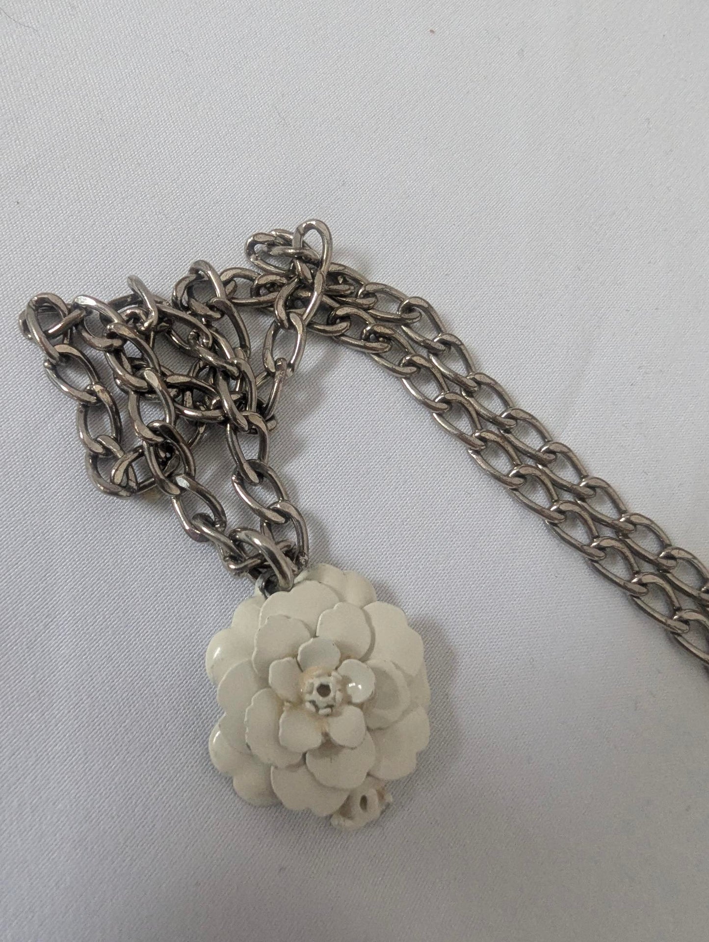 Chanel White Coco Camellia Necklace