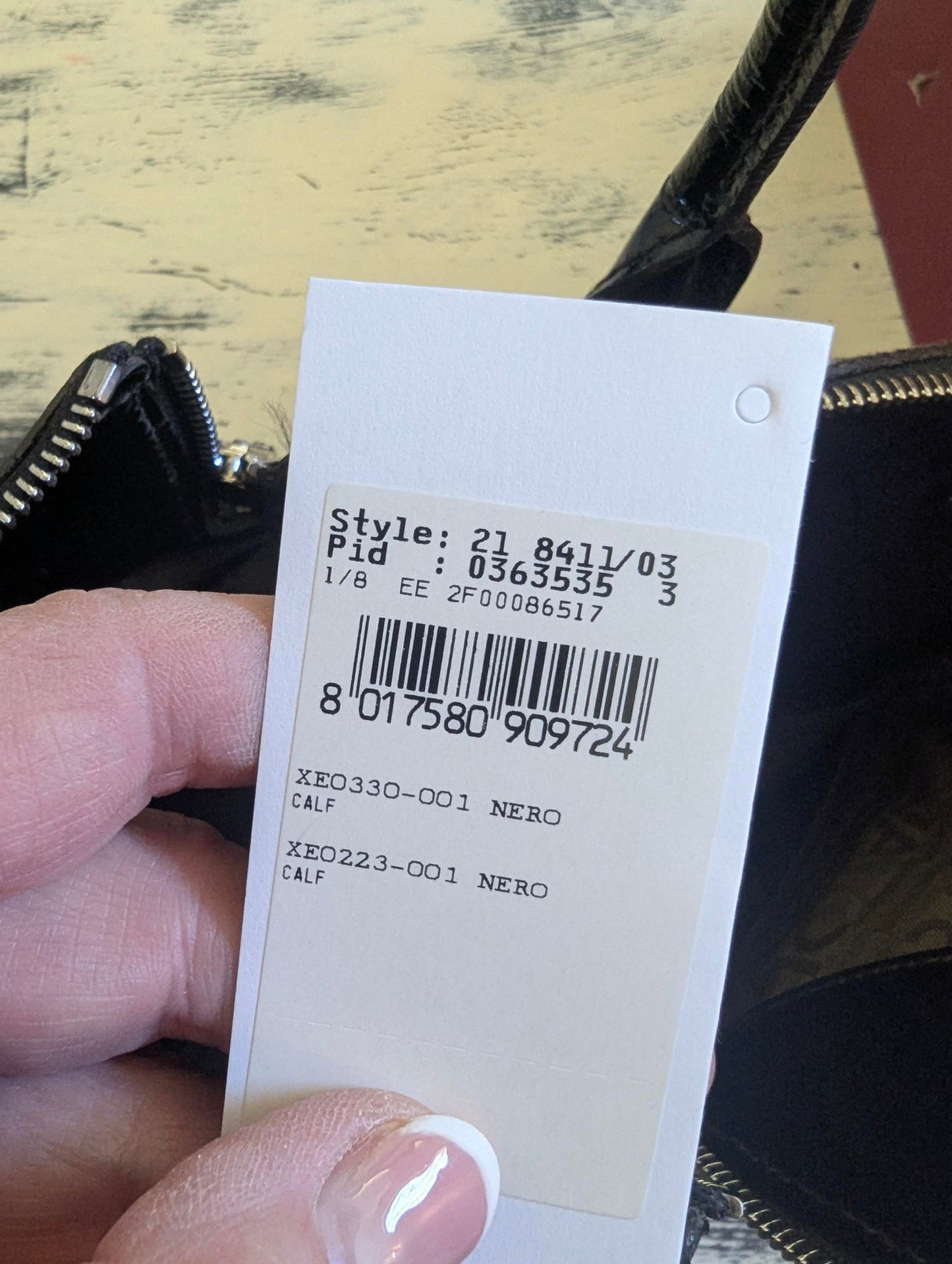 Ferragamo Black Patent Leather Handbag with Box