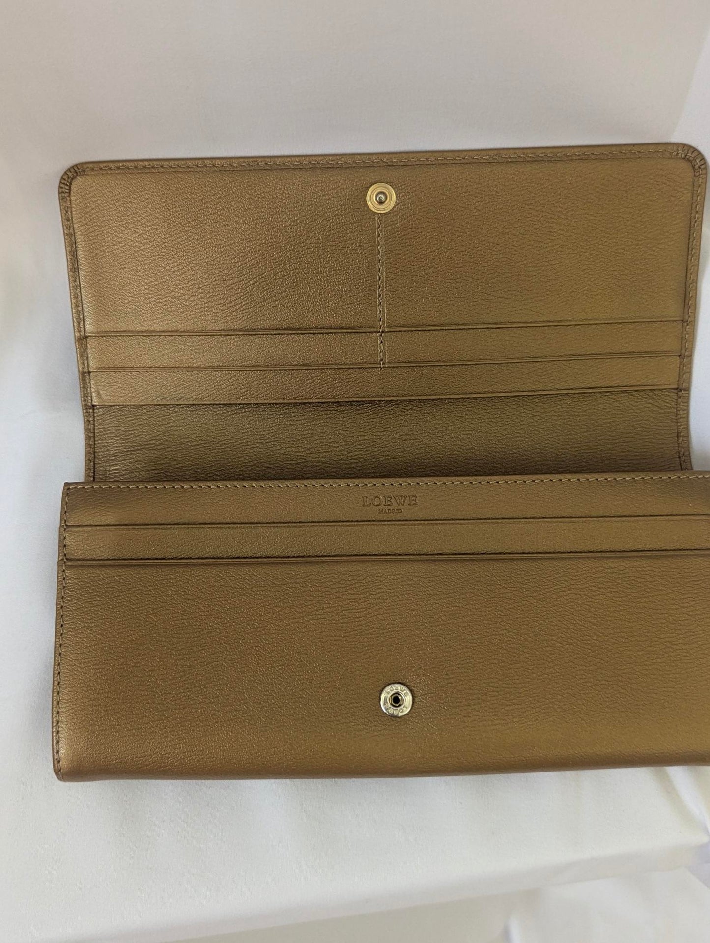 Loewe Gold Leather Long Wallet